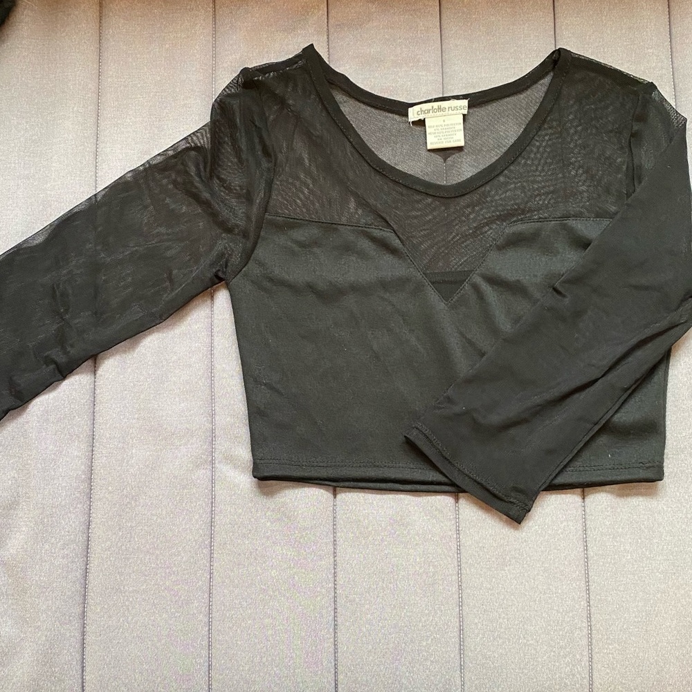 Charlotte Russe black mesh crop